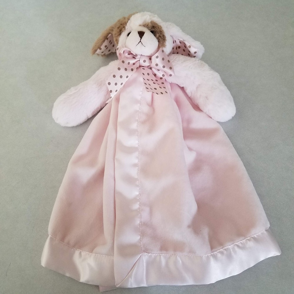 Bearington Baby Pink Puppy Dog Lovey‎ Security Blanket Cozy Soft & Satin 15"